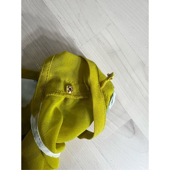 Cabi Simone Yellow Floral Sleeves Blouse Size S Ruffle Lined Semi-Sheer Summer - Picture 9 of 12